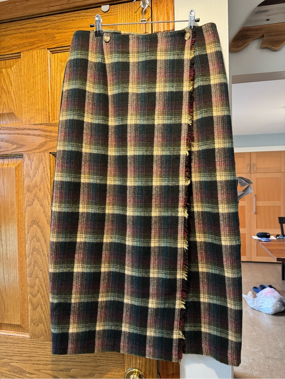 Cambridge Dry Goods Flannel Plaid Wool Blend Maxi Skirt Size 14
